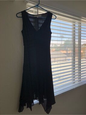Max Studio Black Polka Dot Asymmetrical Hem Dress